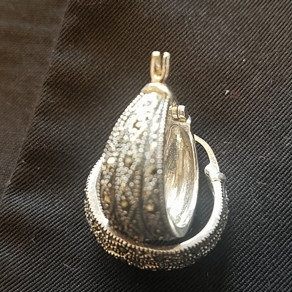 Marcasite sterling silver hoop earring